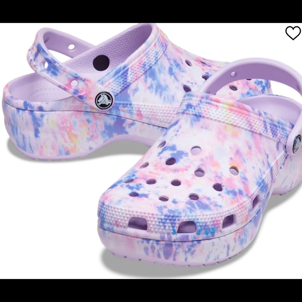 NWT Platform Purple Tie-Dye Crocs